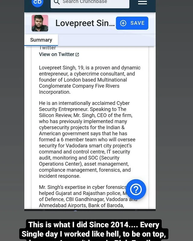 Archived Crunchbase profile for Lovepreet Singh